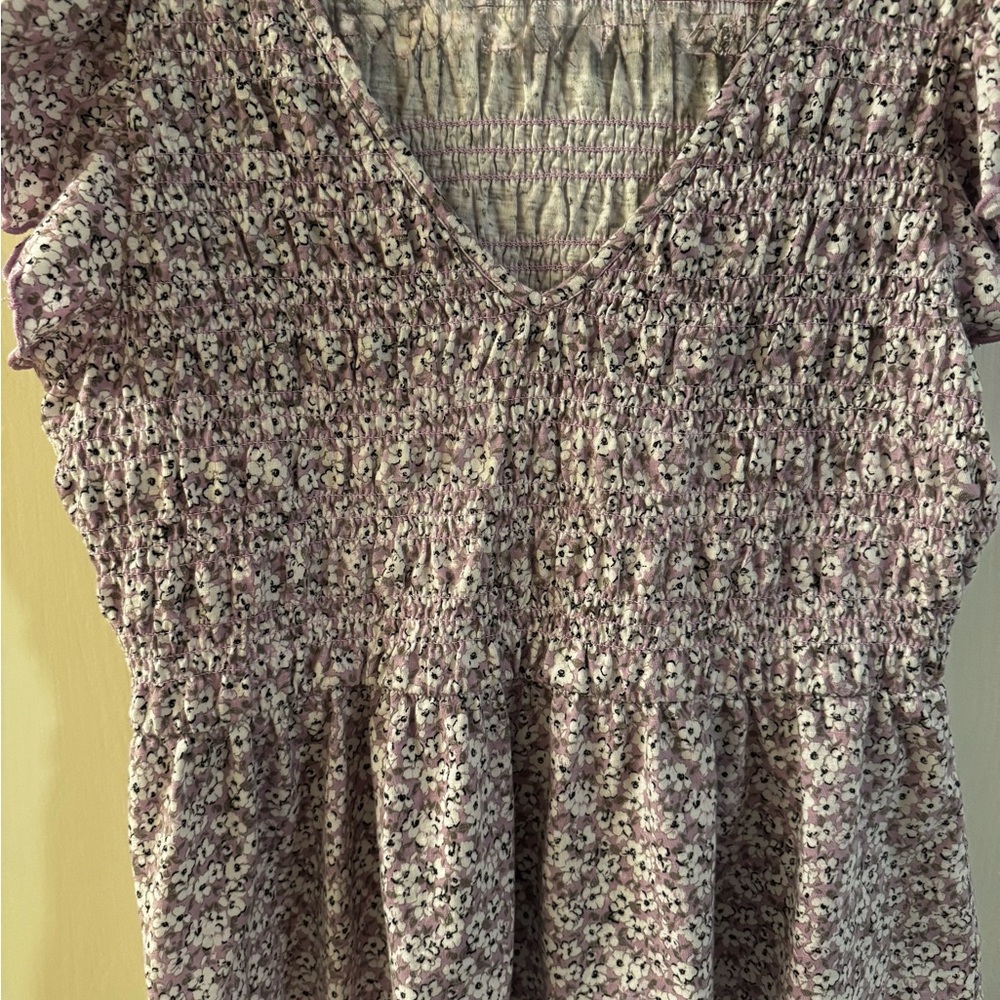 Lane Bryant Purple Floral Smocked Top